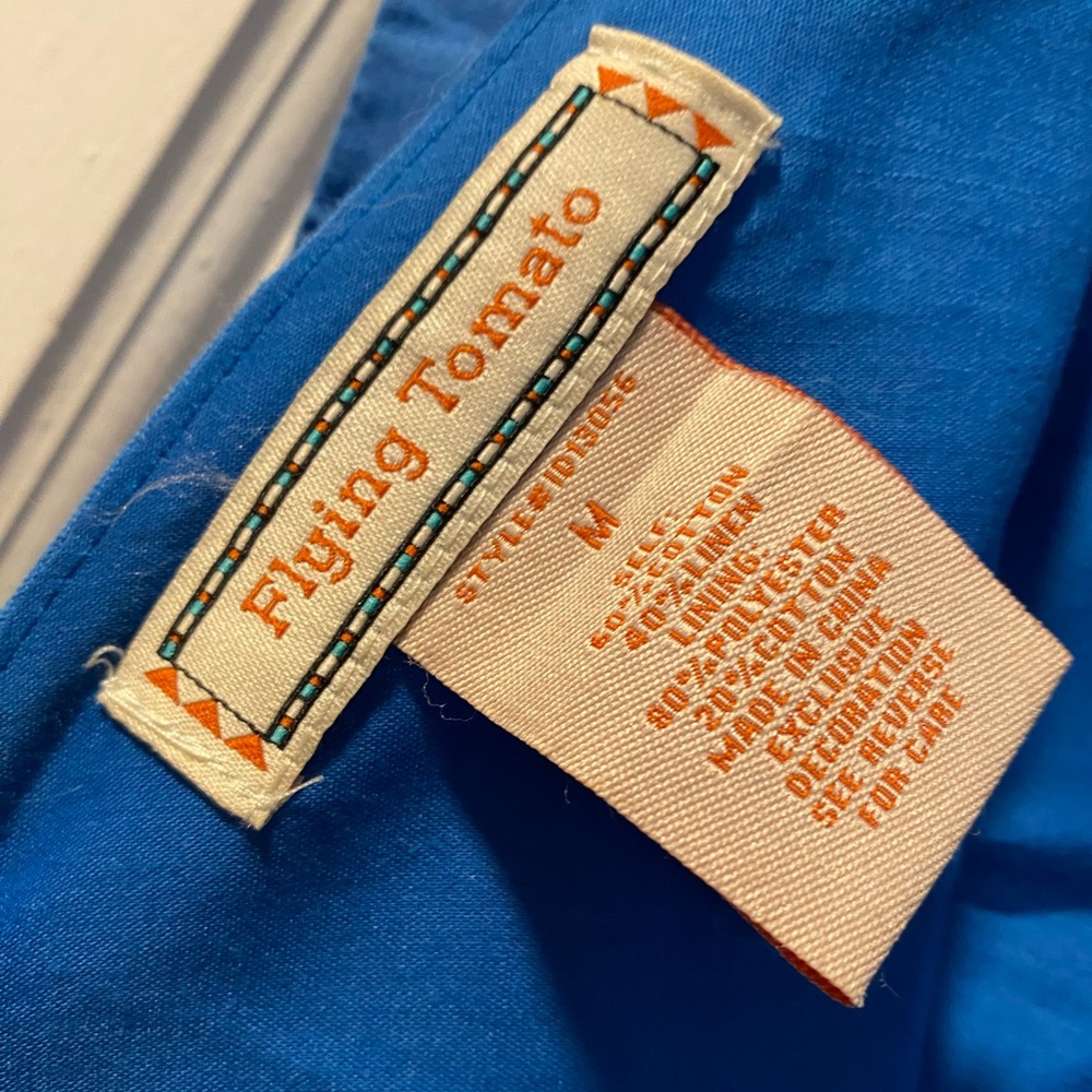 Flying tomato cotton and linen blue Aztec dress - Picture 3 of 3